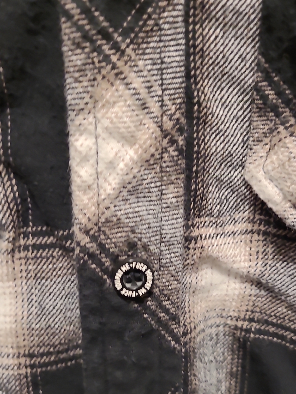 Lurking Class Plaid Flannel Hoodie Button Front Size M Black Street Grunge Skate - Picture 6 of 12